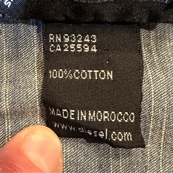 Diesel Mens XL Cotton Denim Western Style Long Sleeve Shirt with Snap Closure - Picture 4 of 8